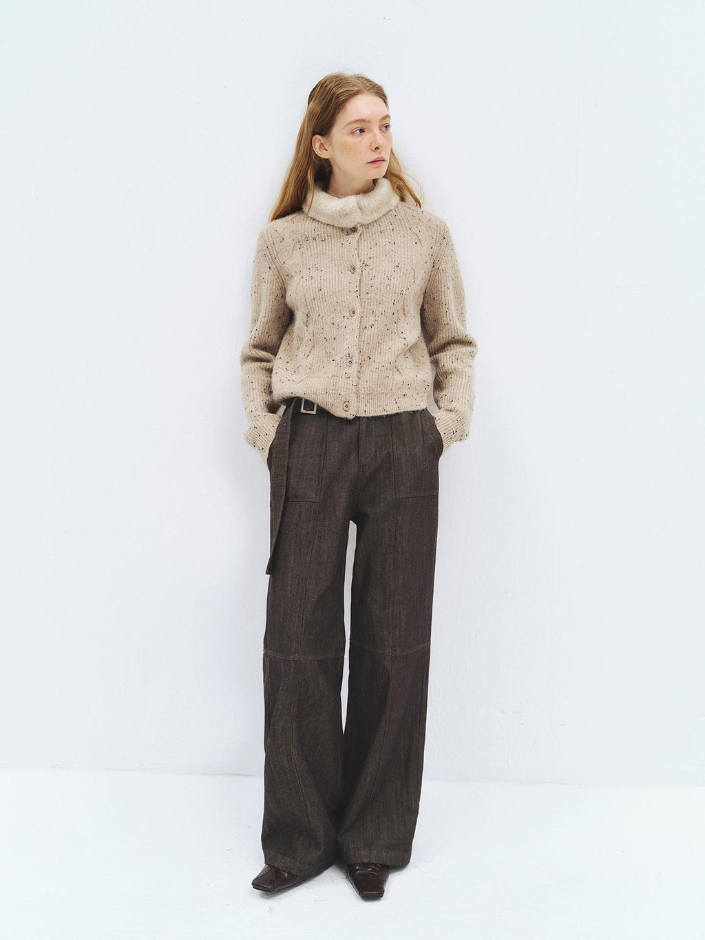 someonesometimes High Waist Cotton Linen Blend Casual Dove Gray Women Straight Leg Jeans