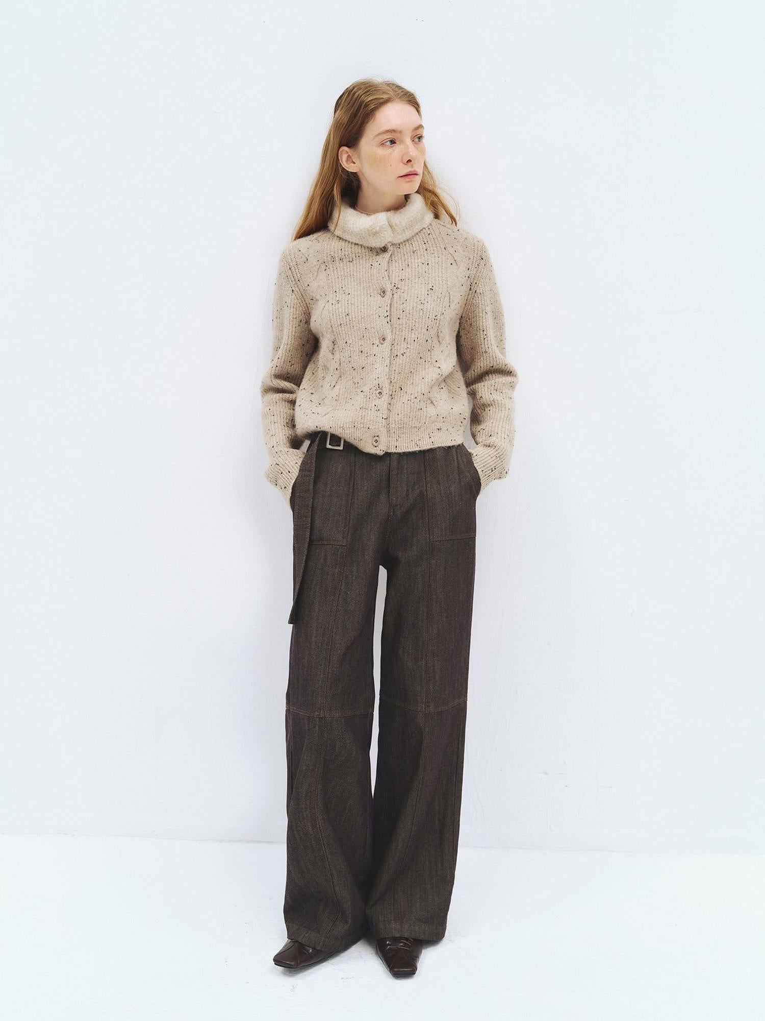 someonesometimes High Waist Cotton Linen Blend Casual Dove Gray Women Straight Leg Jeans