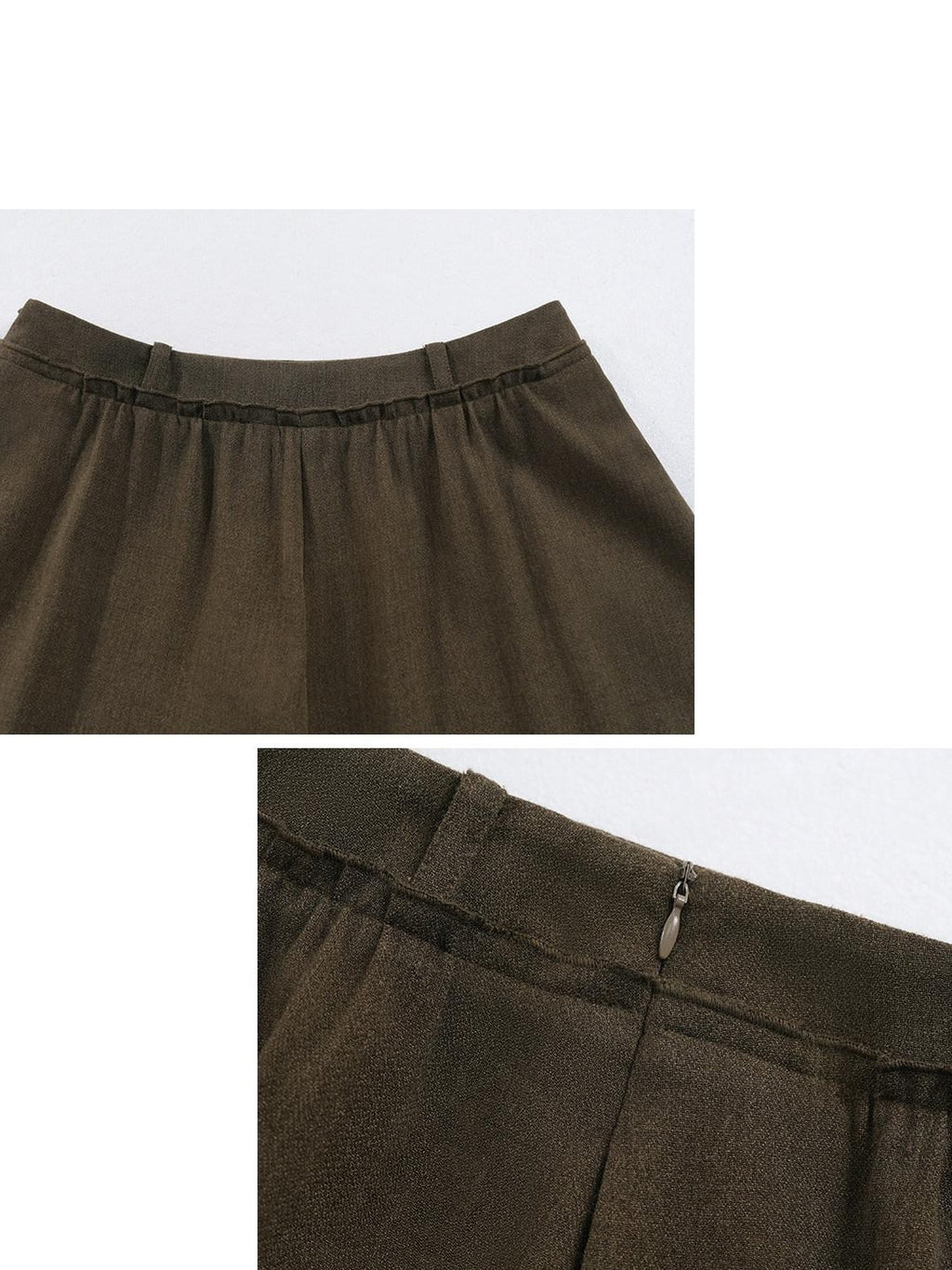 someonesometimes High Waist Olive Brown Casual Relaxed Wide Fit Wool Blend Wide Leg Pants
