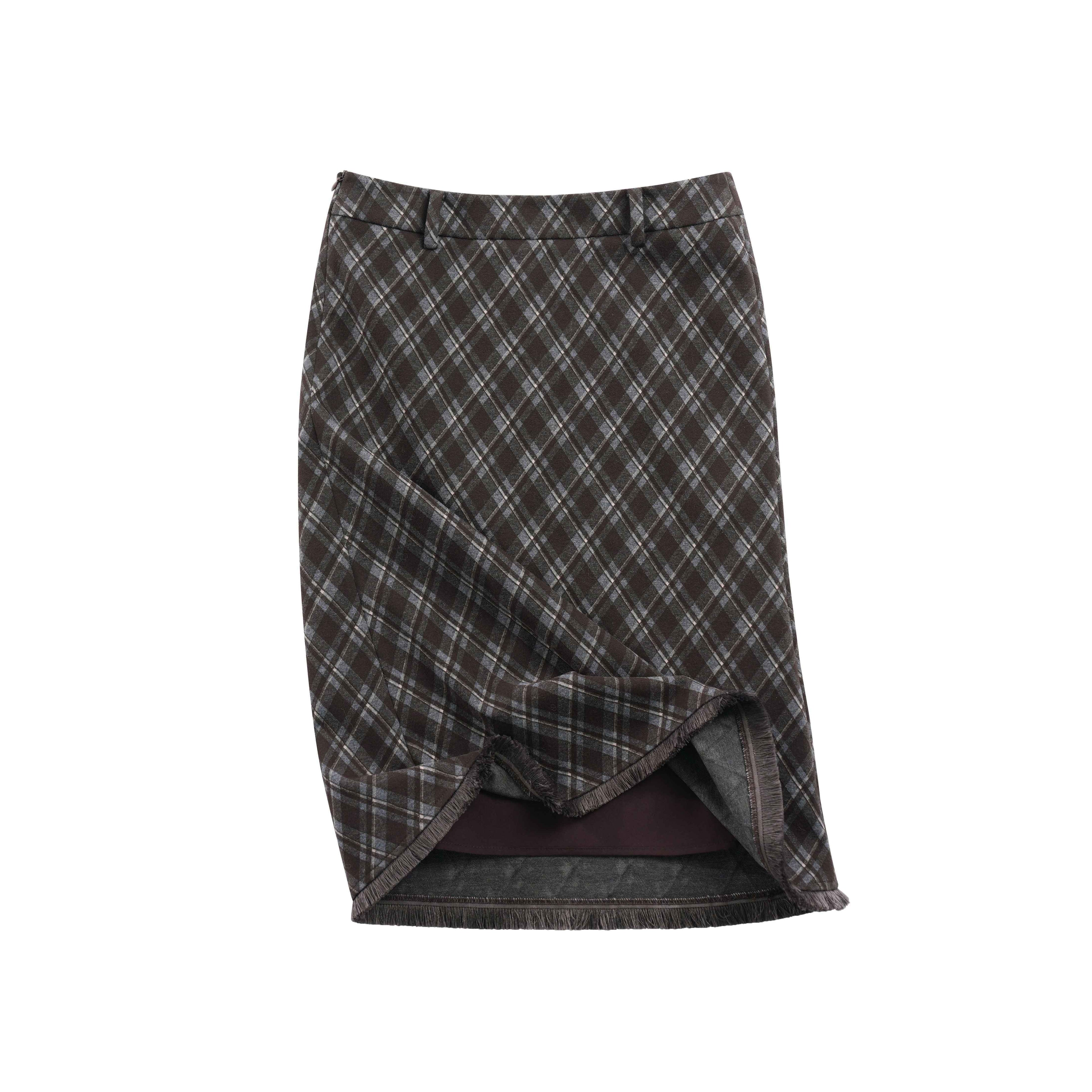 someonesometimes_High_Waist_Slim_H_Line_Casual_Women_Gray_Brown_Check_Plaid_Midi_Skirts_MISSTT