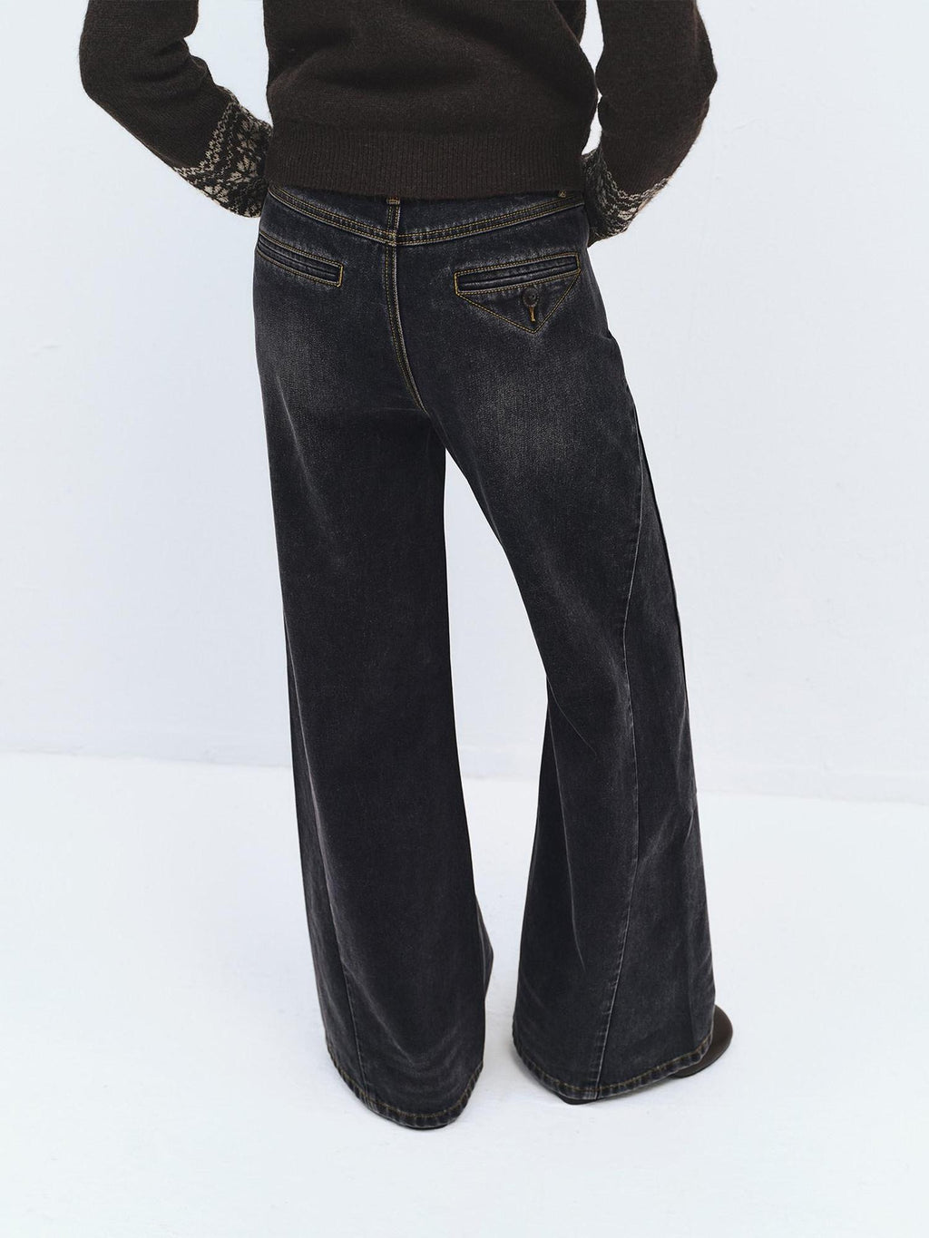 someonesometimes High Waist Washed Vintage Slim Fit Button Fly Women Ink Gray Straight Pants