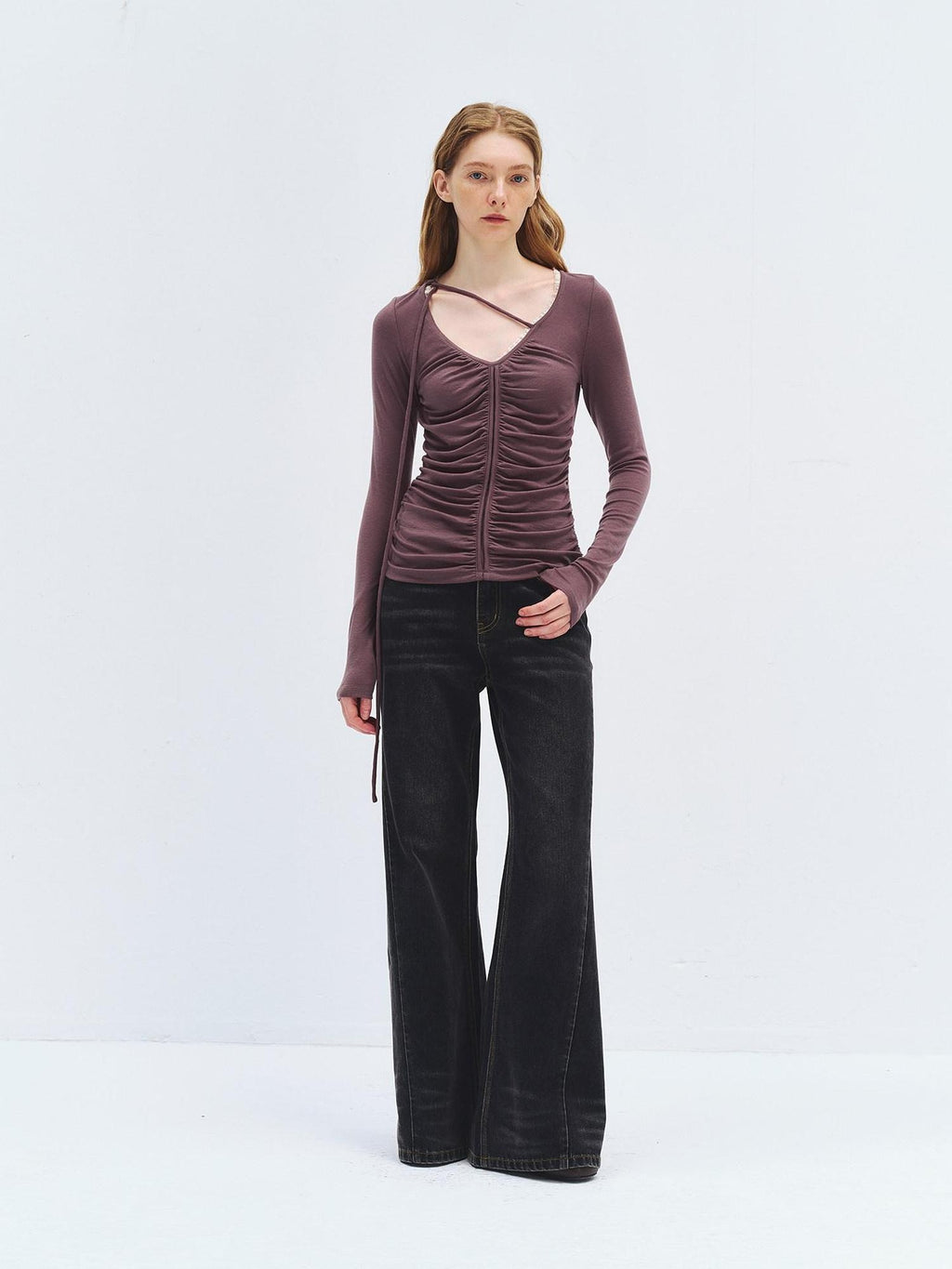 someonesometimes High Waist Washed Vintage Slim Fit Button Fly Women Ink Gray Straight Pants