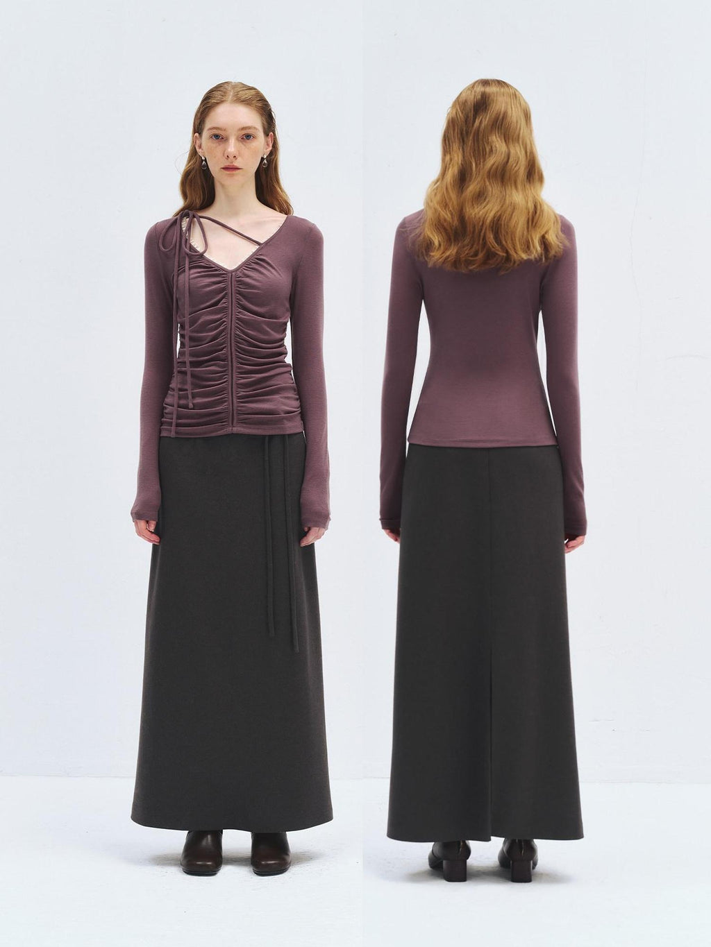 someonesometimes High Waist Wool Blend Asymmetric Hem Loose Fit Women Casual Maxi Skirts