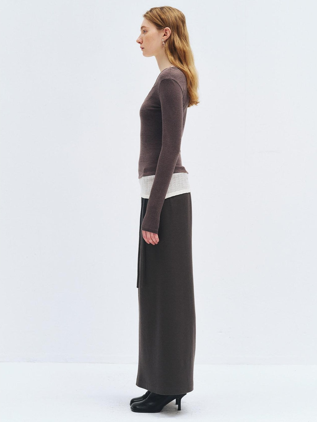 someonesometimes High Waist Wool Blend Asymmetric Hem Loose Fit Women Casual Maxi Skirts