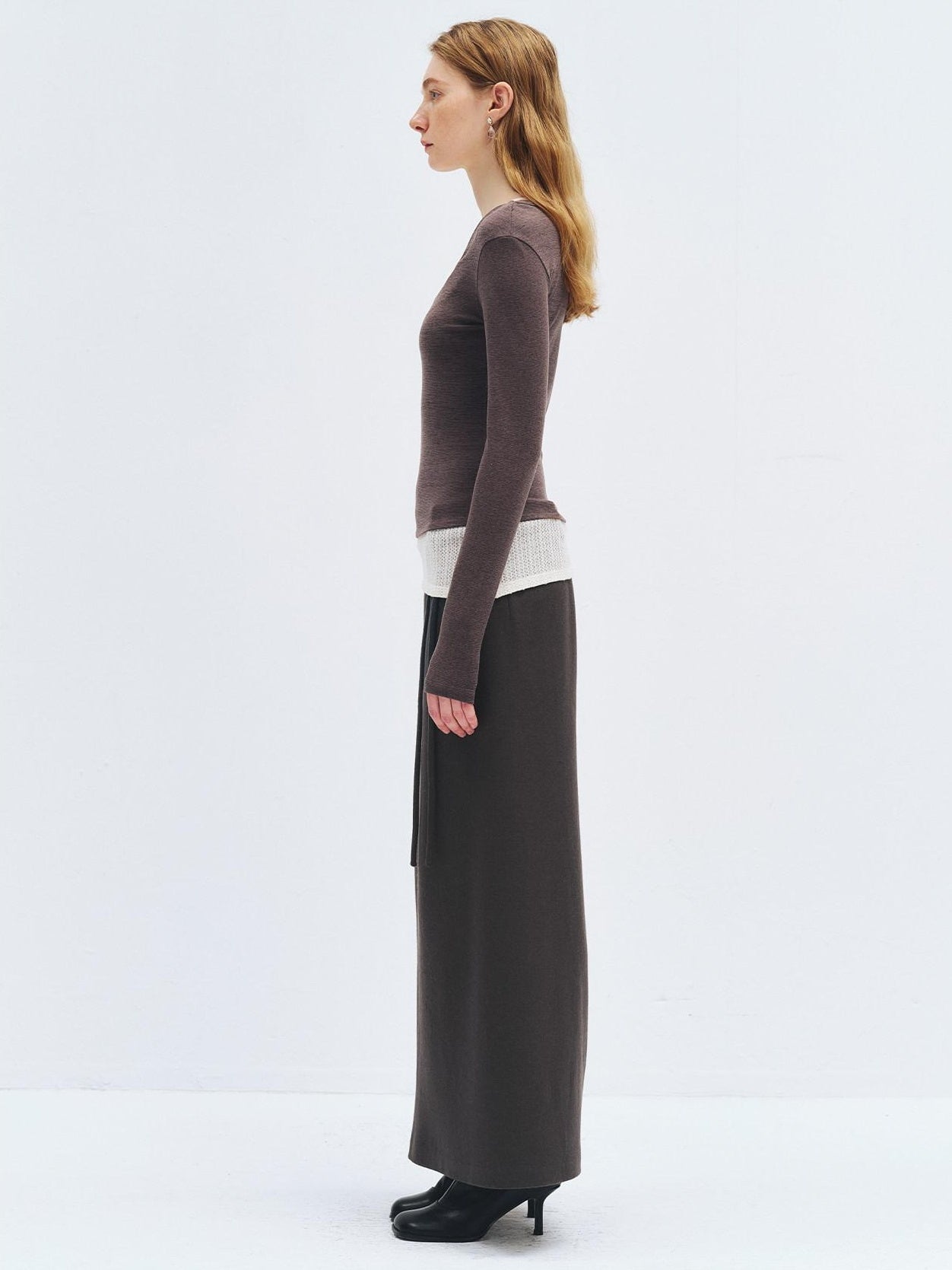 someonesometimes High Waist Wool Blend Asymmetric Hem Loose Fit Women Casual Maxi Skirts