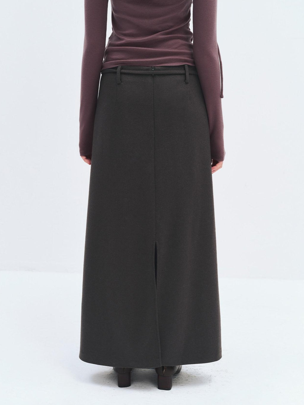 someonesometimes High Waist Wool Blend Asymmetric Hem Loose Fit Women Casual Maxi Skirts