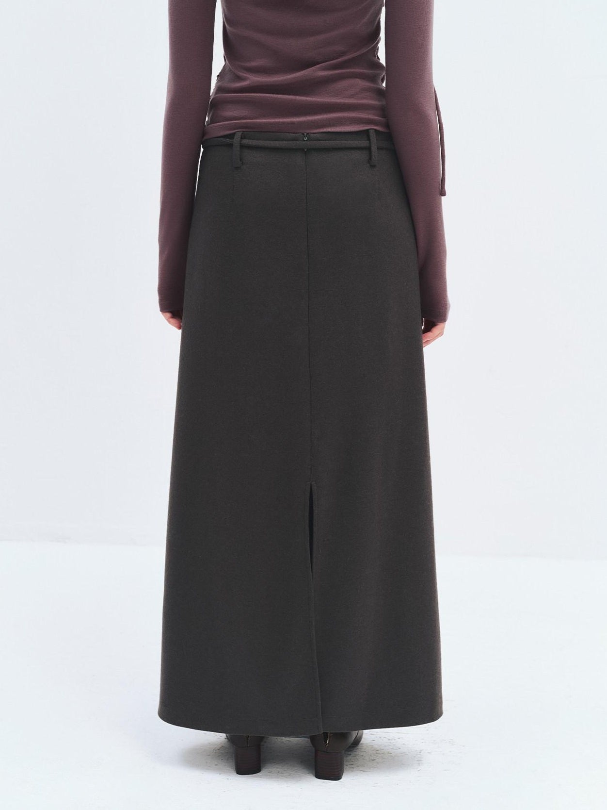 someonesometimes High Waist Wool Blend Asymmetric Hem Loose Fit Women Casual Maxi Skirts