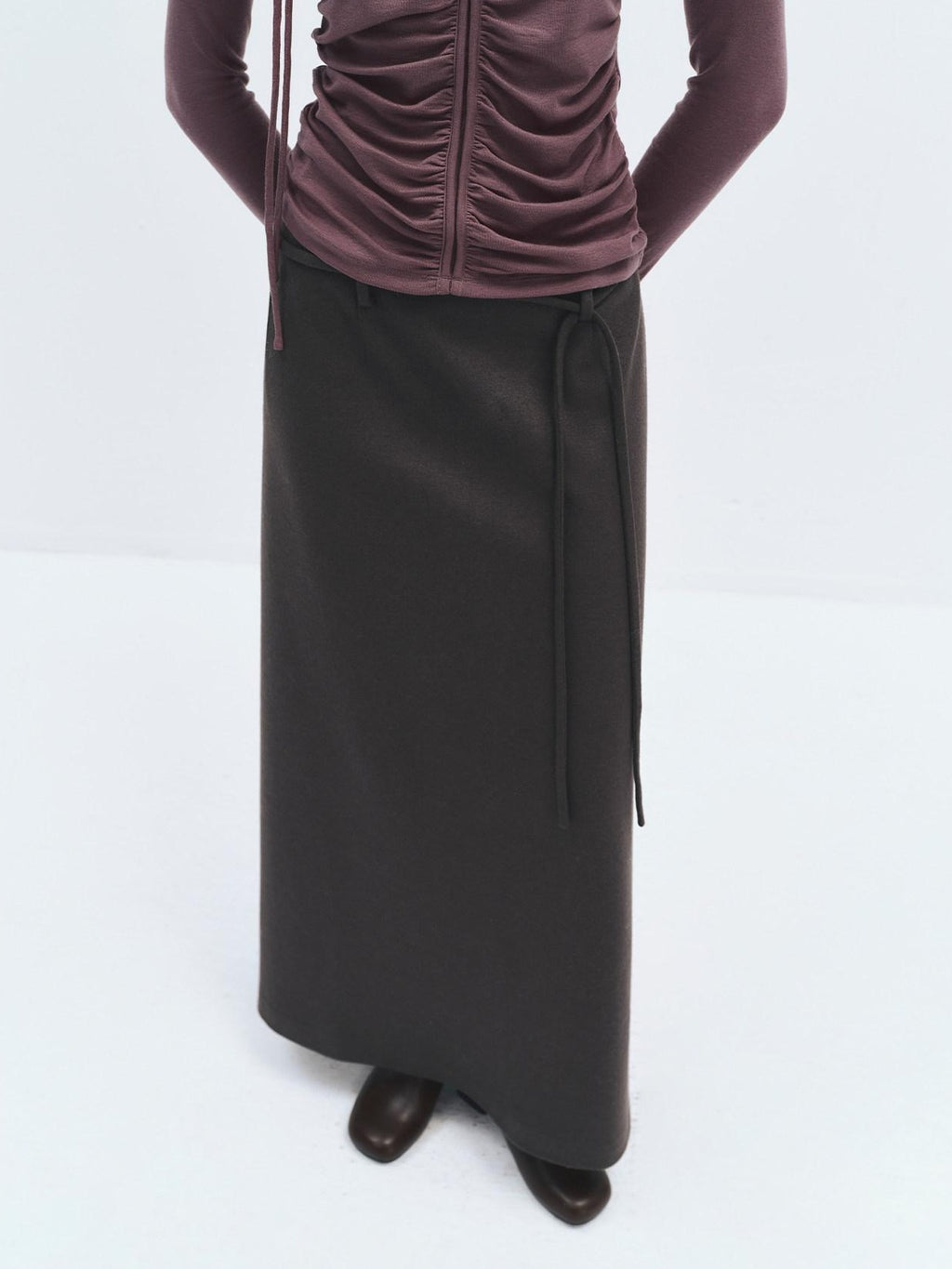 someonesometimes High Waist Wool Blend Asymmetric Hem Loose Fit Women Casual Maxi Skirts