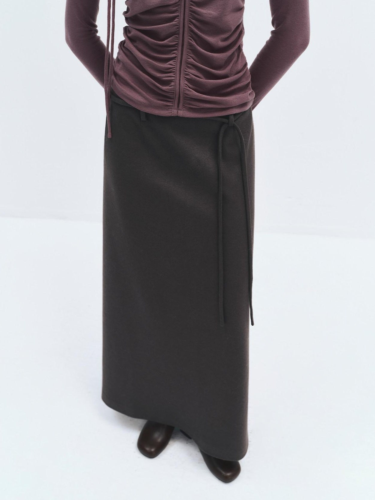 someonesometimes High Waist Wool Blend Asymmetric Hem Loose Fit Women Casual Maxi Skirts