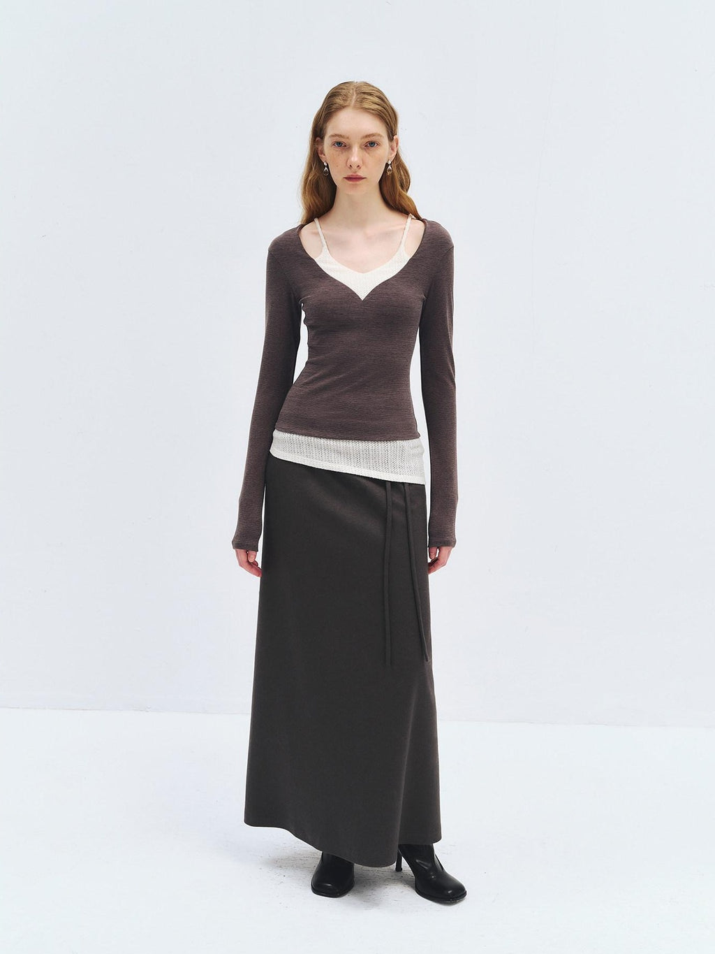 someonesometimes High Waist Wool Blend Asymmetric Hem Loose Fit Women Casual Maxi Skirts
