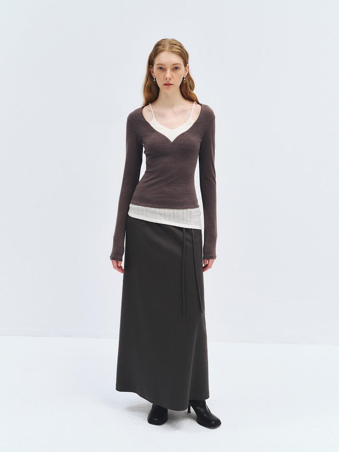 someonesometimes High Waist Wool Blend Asymmetric Hem Loose Fit Women Casual Maxi Skirts