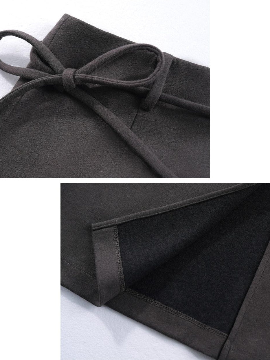 someonesometimes High Waist Wool Blend Asymmetric Hem Loose Fit Women Casual Maxi Skirts