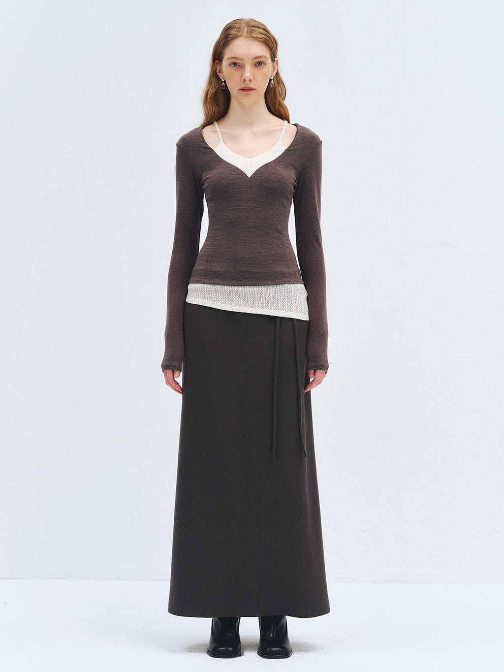 someonesometimes High Waist Wool Blend Asymmetric Hem Loose Fit Women Casual Maxi Skirts
