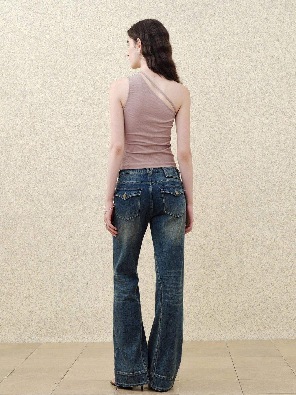 someonesometimes Lace Floral Tie Strap Slim Fit Mauve Cotton Blend Women Tank Tops