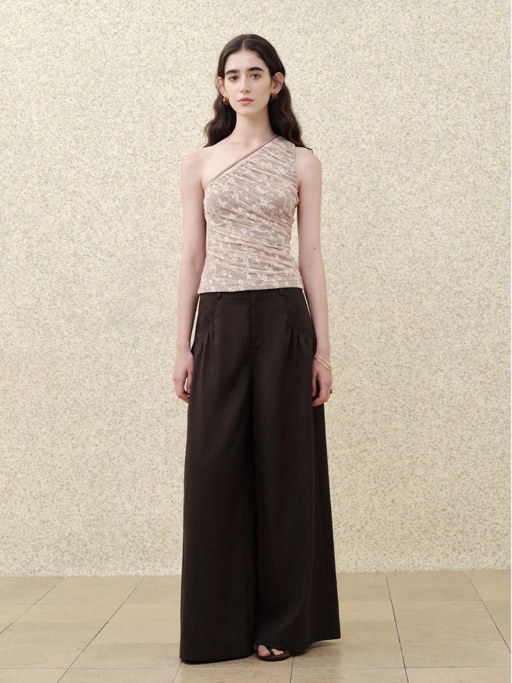 someonesometimes Lace Floral Tie Strap Slim Fit Mauve Cotton Blend Women Tank Tops