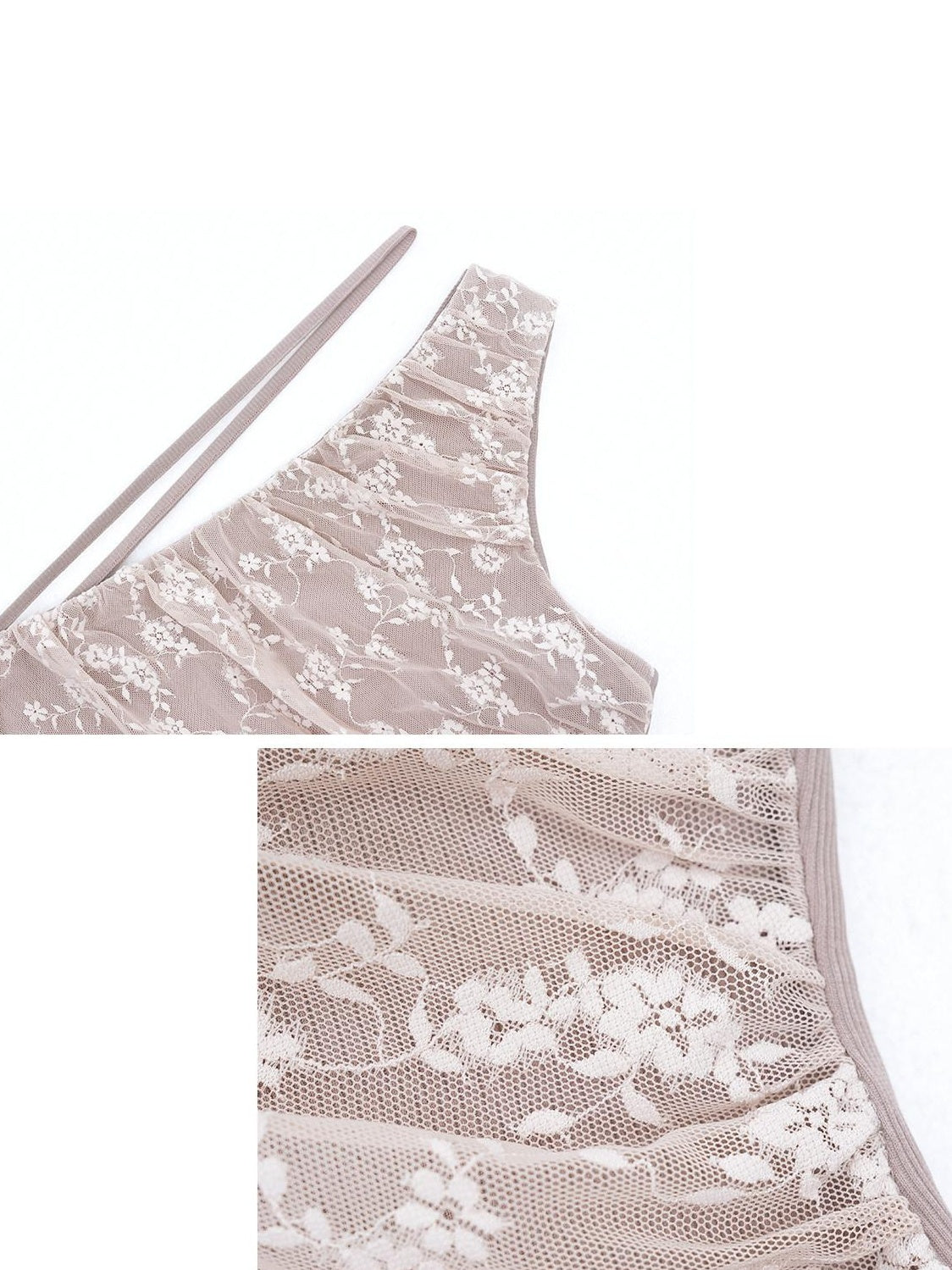 someonesometimes Lace Floral Tie Strap Slim Fit Mauve Cotton Blend Women Tank Tops