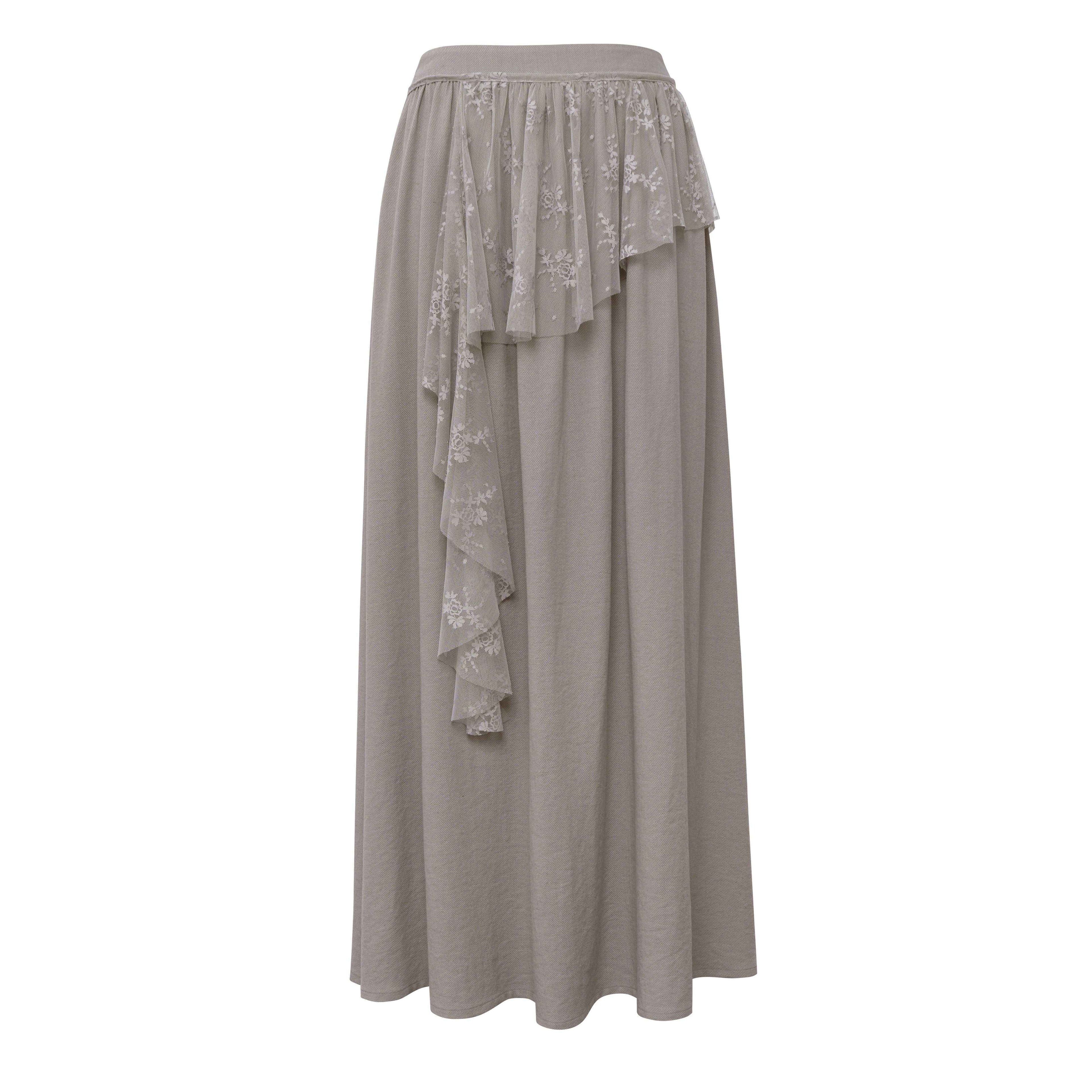 someonesometimes_Lace_High_Waist_A_Line_Slim_Fit_Women_Back_Zipper_Moss_Gray_Maxi_Skirts_MISSTT