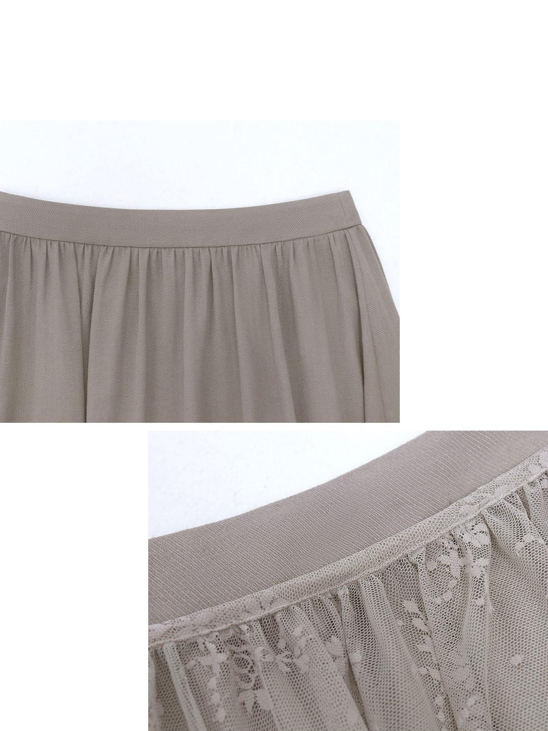someonesometimes Lace High Waist A Line Slim Fit Women Back Zipper Moss Gray Maxi Skirts