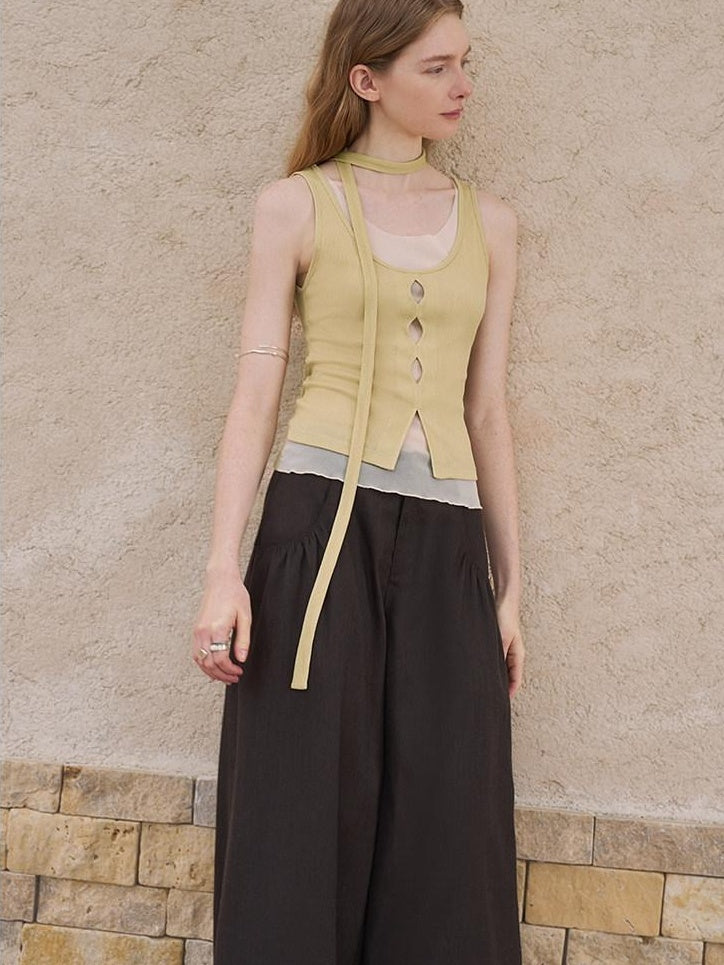 someonesometimes Lightweight Lyocell Blend Mesh Cutout Slim Fit Layering For Women Tank Tops