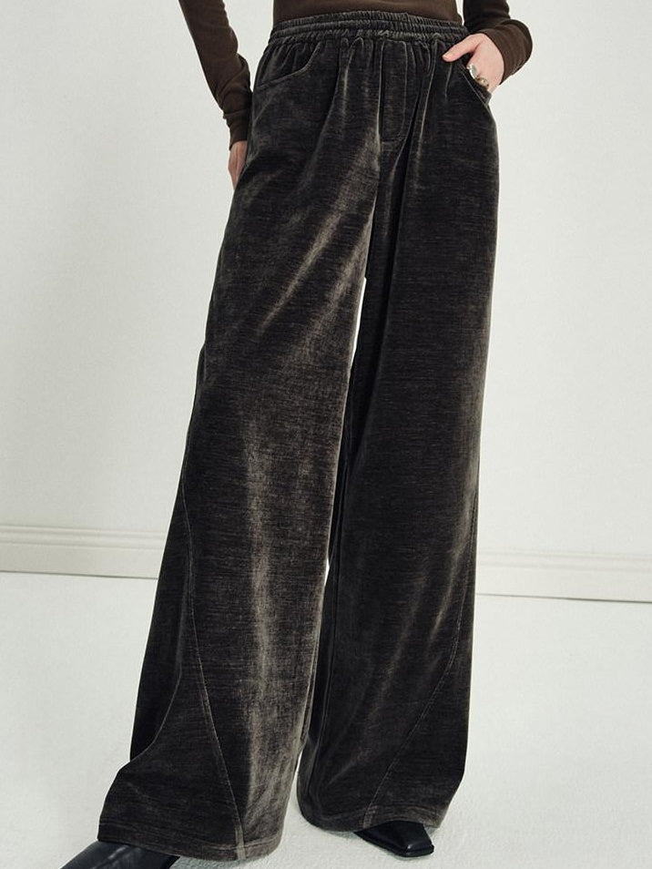 someonesometimes Lightweight Polyester Minimal Natural Waist Pocket Women Olive Wide Leg Pants