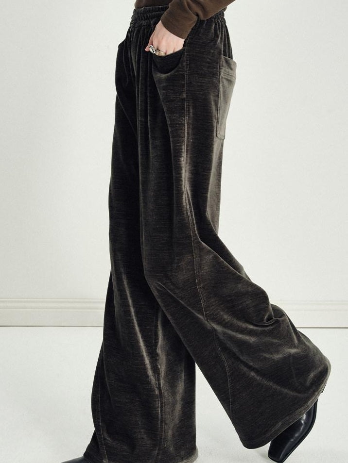 someonesometimes Lightweight Polyester Minimal Natural Waist Pocket Women Olive Wide Leg Pants
