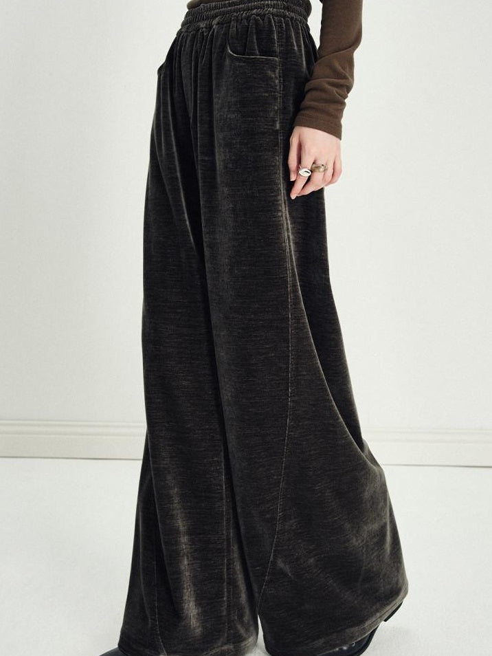 someonesometimes Lightweight Polyester Minimal Natural Waist Pocket Women Olive Wide Leg Pants
