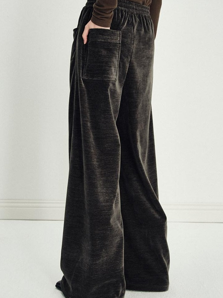 someonesometimes Lightweight Polyester Minimal Natural Waist Pocket Women Olive Wide Leg Pants