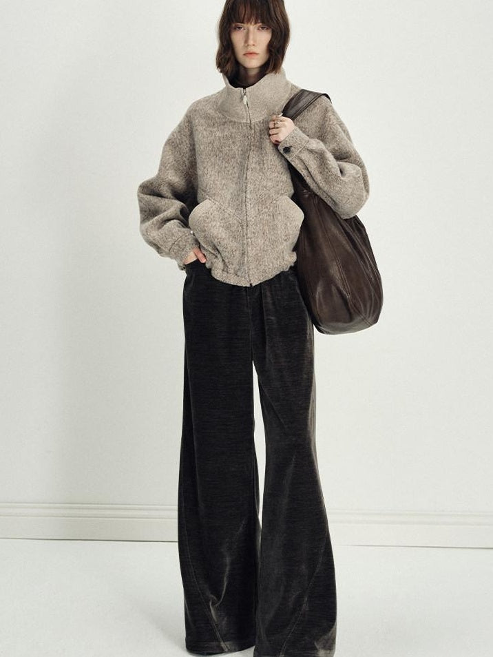 someonesometimes Lightweight Polyester Minimal Natural Waist Pocket Women Olive Wide Leg Pants