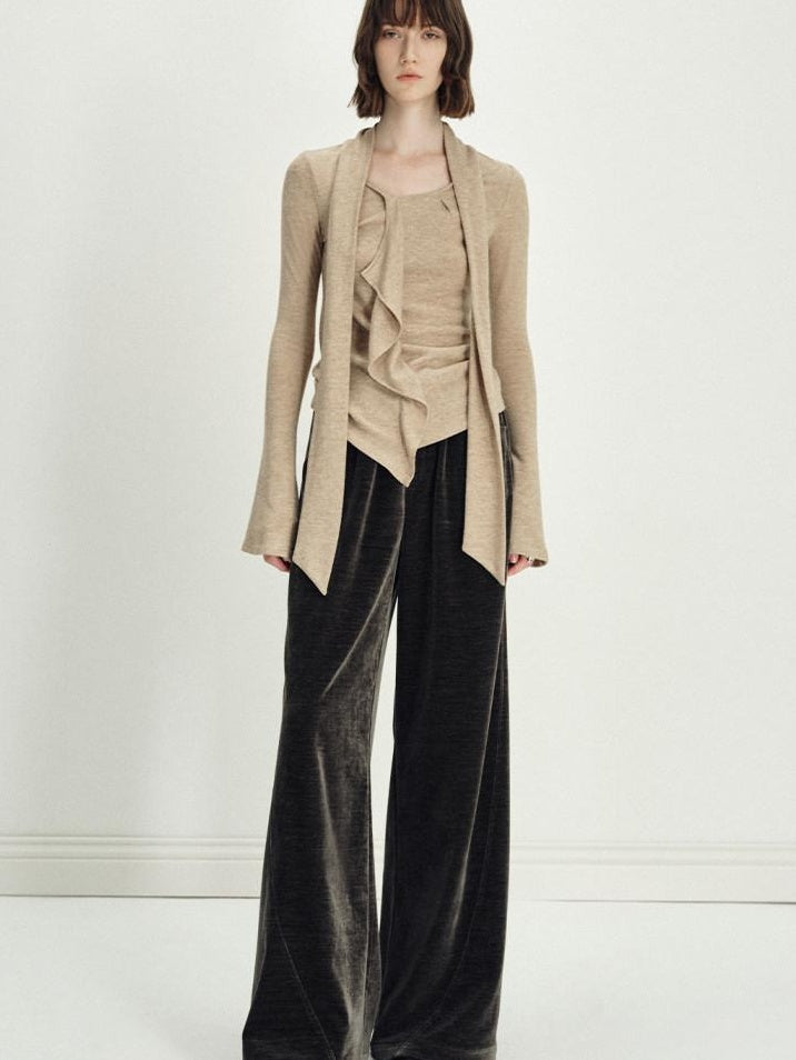 someonesometimes Lightweight Polyester Minimal Natural Waist Pocket Women Olive Wide Leg Pants