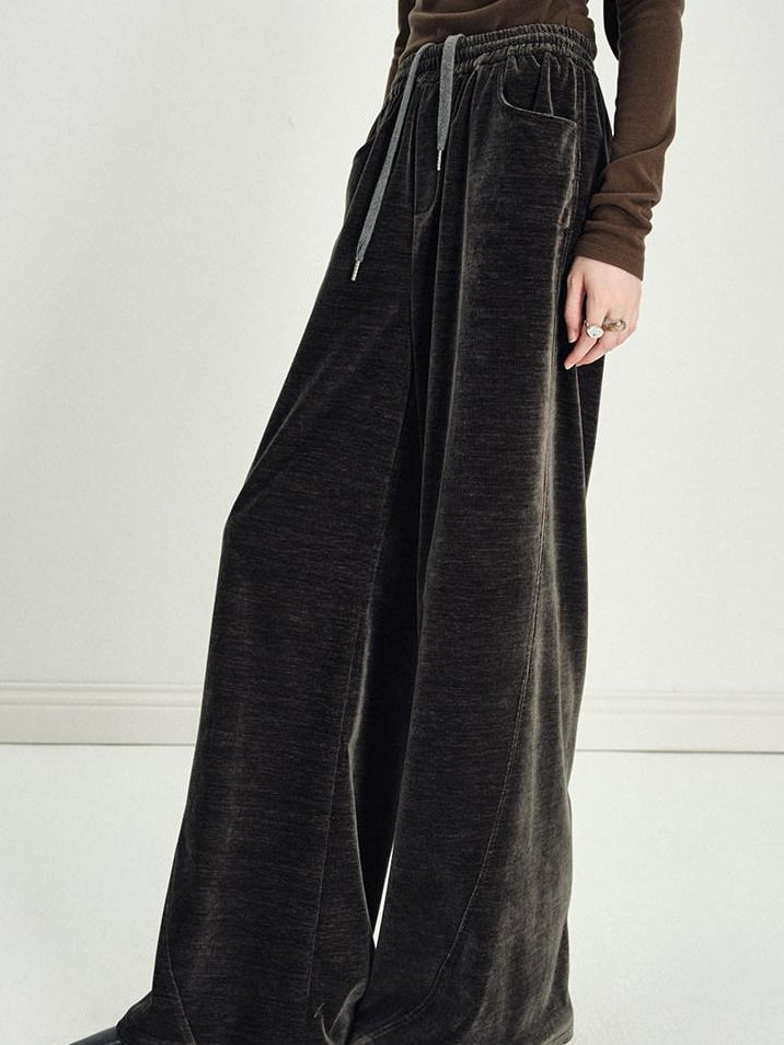 someonesometimes Lightweight Polyester Minimal Natural Waist Pocket Women Olive Wide Leg Pants