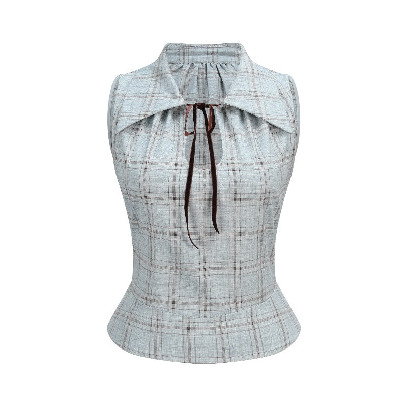 someonesometimes_Lightweight_Polyester_Two_Piece_Plaid_Short_Sleeve_Pullover_Top_&_Skirt_Sets_MISSTT