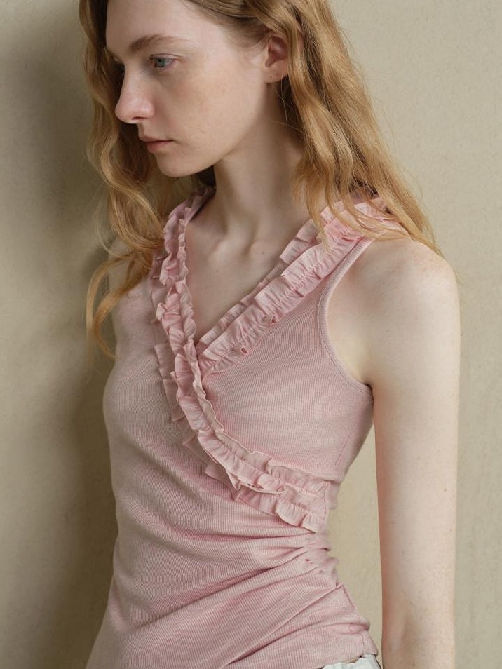 someonesometimes Lightweight Ruched Blush Pink Office Slim Fit Polyester Blend Women Tank Tops