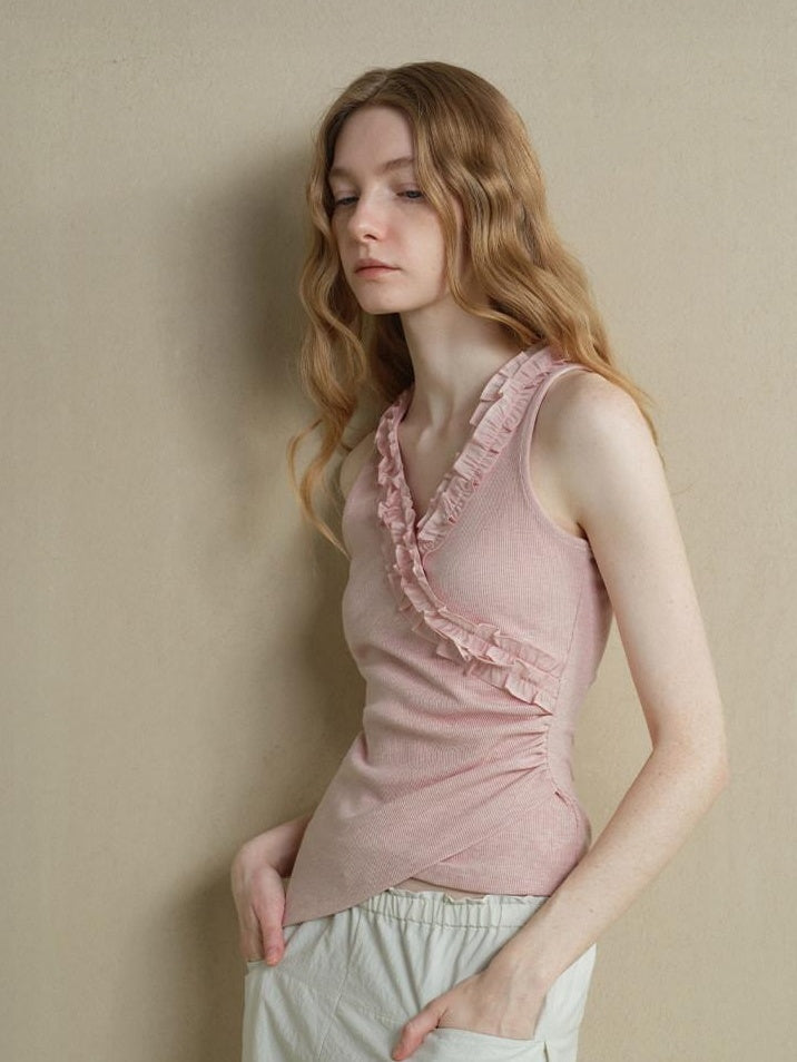 someonesometimes Lightweight Ruched Blush Pink Office Slim Fit Polyester Blend Women Tank Tops
