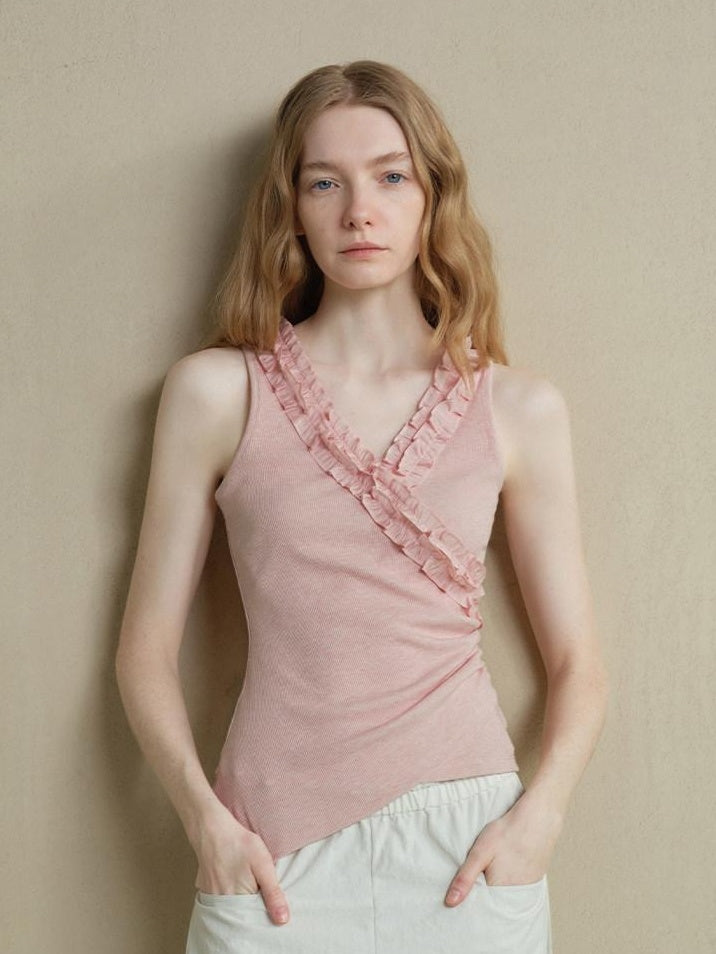 someonesometimes Lightweight Ruched Blush Pink Office Slim Fit Polyester Blend Women Tank Tops
