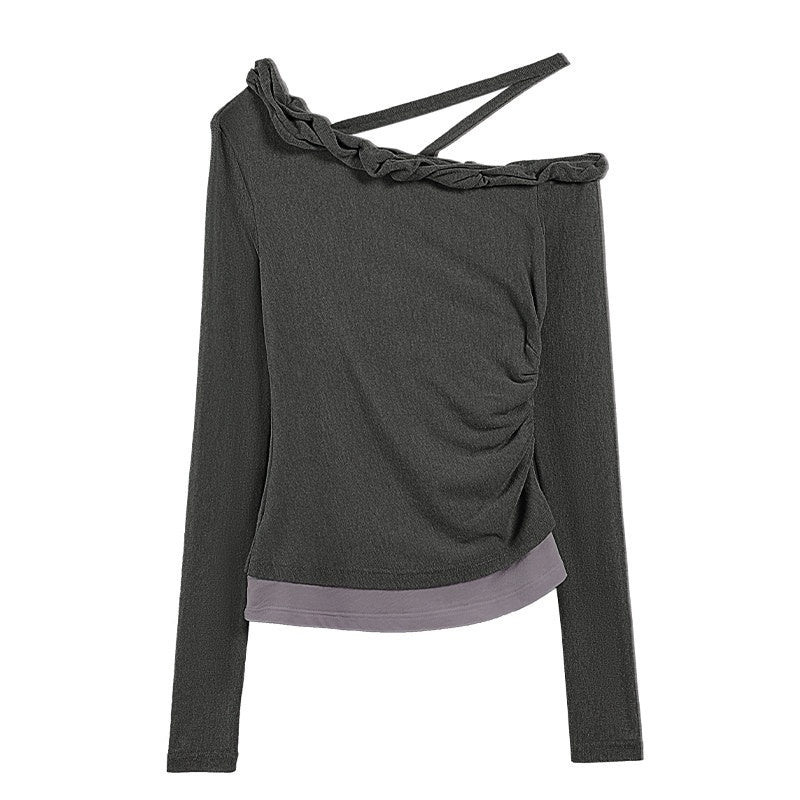 someonesometimes_Lyocell_Linen_Blend_Asymmetric_Neckline_Slim_Fit_Women_Long_Sleeve_T-Shirts_MISSTT