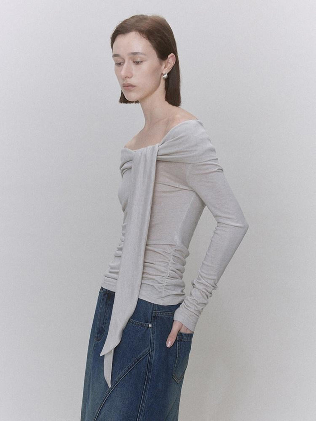 someonesometimes Lyocell Wool Blend Fitted Waist Boat Neck Knit Women Cherry Pink Sweaters