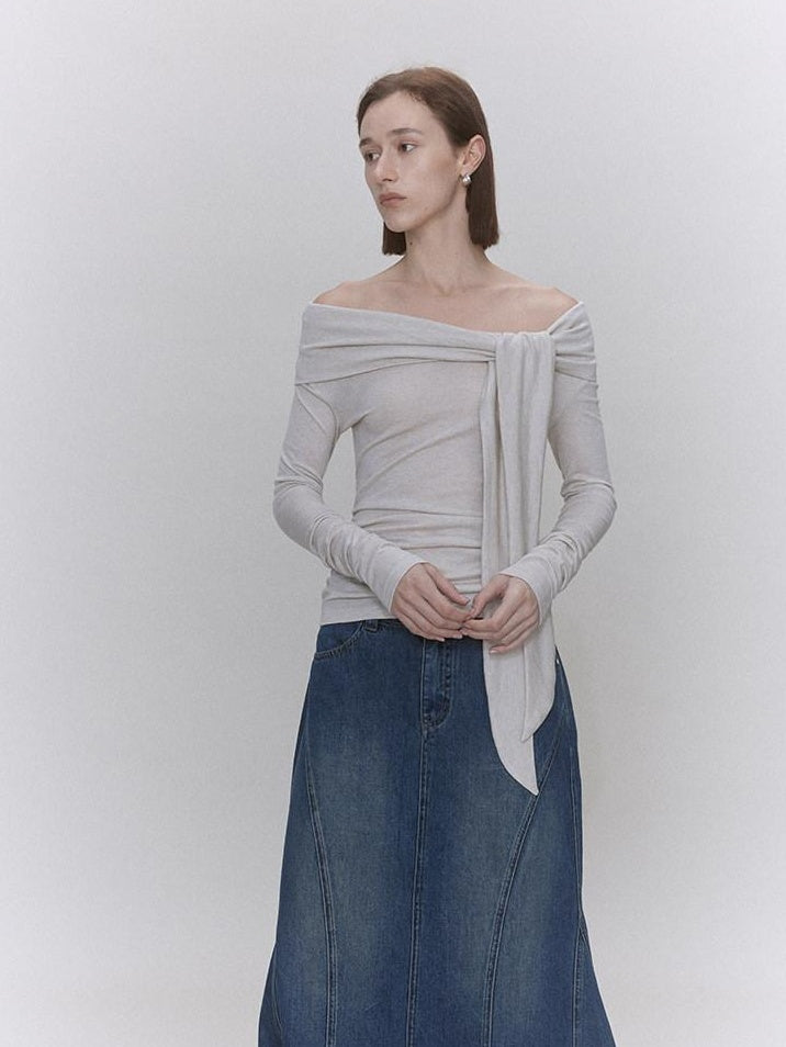 someonesometimes Lyocell Wool Blend Fitted Waist Boat Neck Knit Women Cherry Pink Sweaters