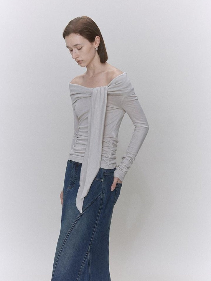 someonesometimes Lyocell Wool Blend Fitted Waist Boat Neck Knit Women Cherry Pink Sweaters