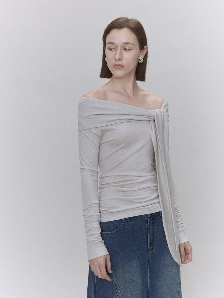 someonesometimes Lyocell Wool Blend Fitted Waist Boat Neck Knit Women Cherry Pink Sweaters