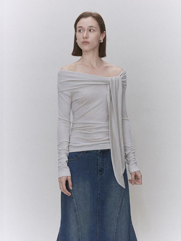 someonesometimes Lyocell Wool Blend Fitted Waist Boat Neck Knit Women Cherry Pink Sweaters