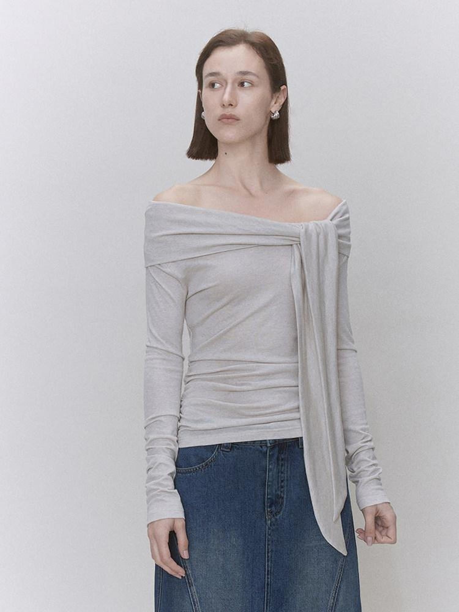 someonesometimes Lyocell Wool Blend Fitted Waist Boat Neck Knit Women Cherry Pink Sweaters