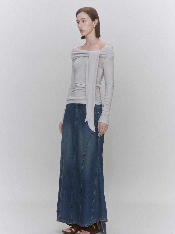 someonesometimes Lyocell Wool Blend Fitted Waist Boat Neck Knit Women Cherry Pink Sweaters