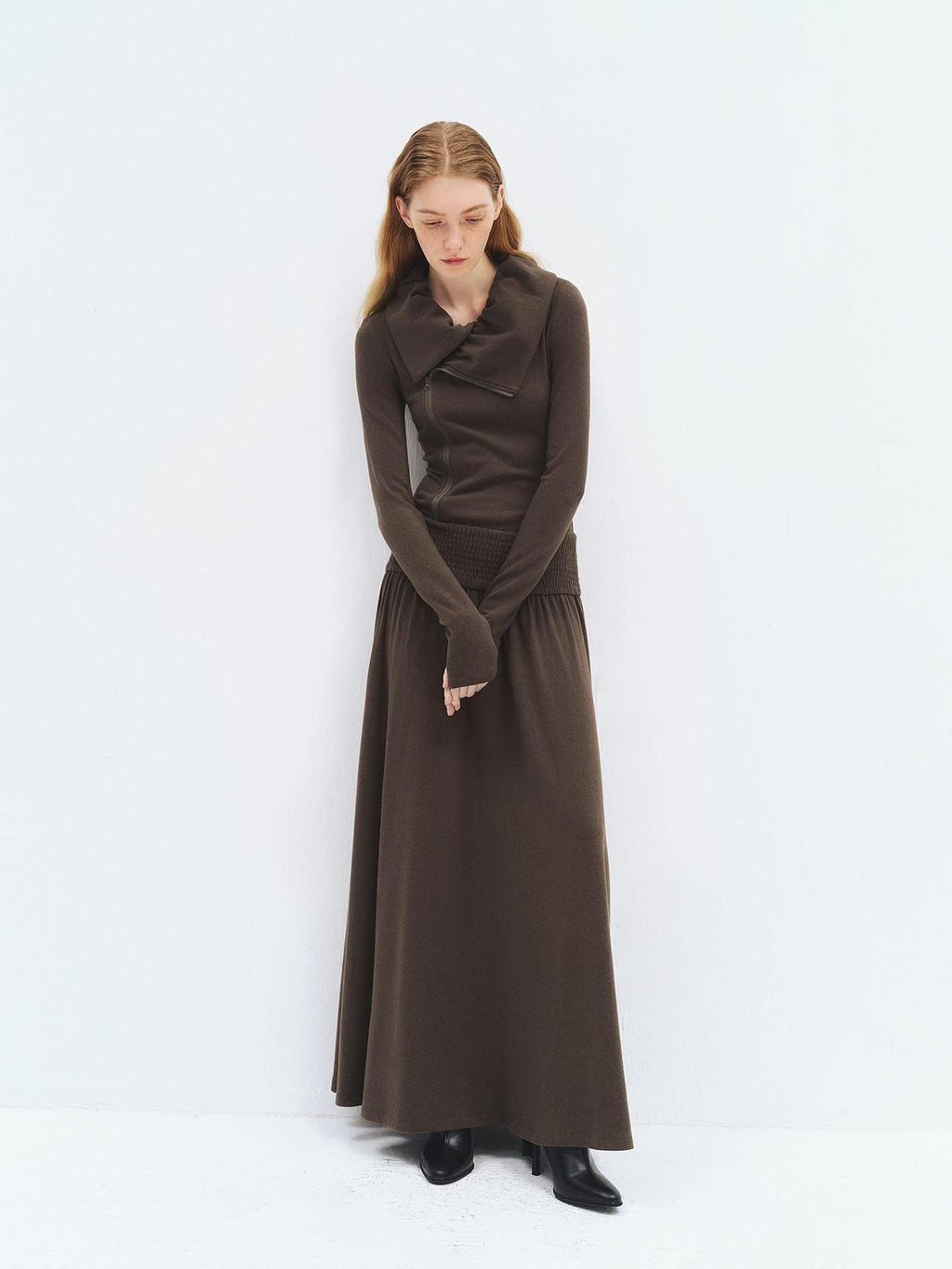 someonesometimes Minimalist Slim H Silhouette Long Sleeve Viscose Blend Travel Maxi Dresses