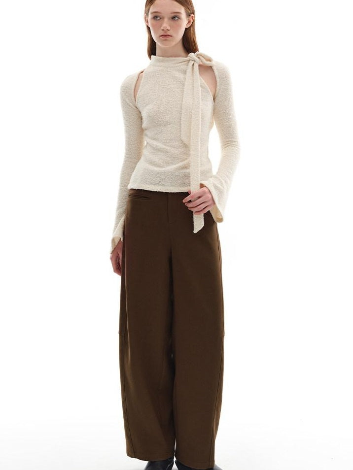 someonesometimes Moisture Wicking Slim Fit Crewneck Long Sleeve Women Cream Apricot Knit Sweaters