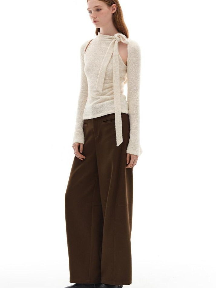 someonesometimes Moisture Wicking Slim Fit Crewneck Long Sleeve Women Cream Apricot Knit Sweaters