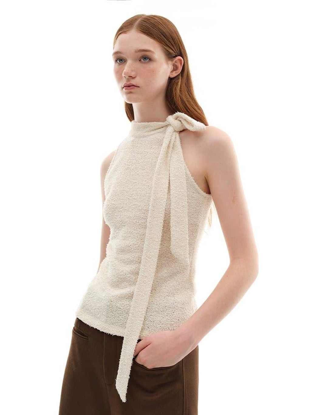 someonesometimes Moisture Wicking Slim Fit Crewneck Long Sleeve Women Cream Apricot Knit Sweaters