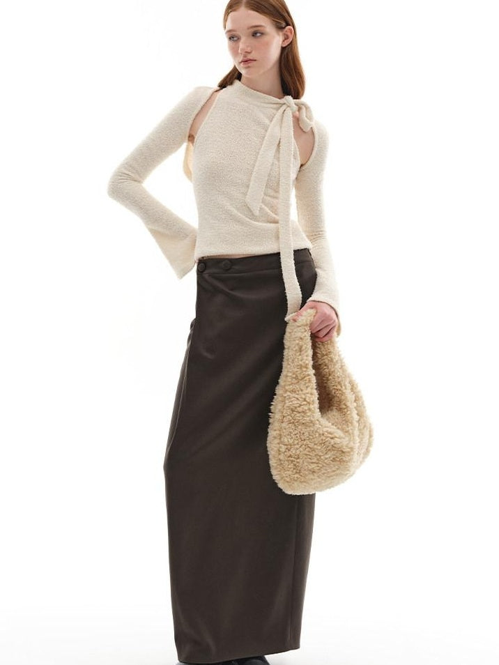someonesometimes Moisture Wicking Slim Fit Crewneck Long Sleeve Women Cream Apricot Knit Sweaters
