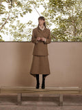 someonesometimes Original Design Long Sleeve Polyester Office Camel Blazer Skirt Top & Skirt Sets