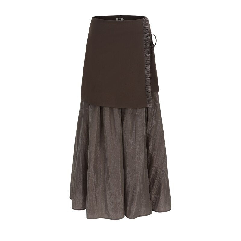 someonesometimes_Original_Design_Loose_Camisole_And_Skirt_Women_Coffee_Brown_Top_&_Skirt_Sets_MISSTT