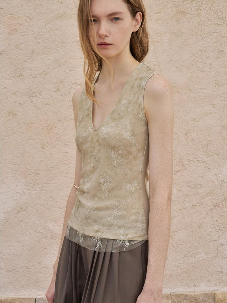 someonesometimes Original Embroidered Slim Fit Straw Strap Women Polyester Blend Tank Tops